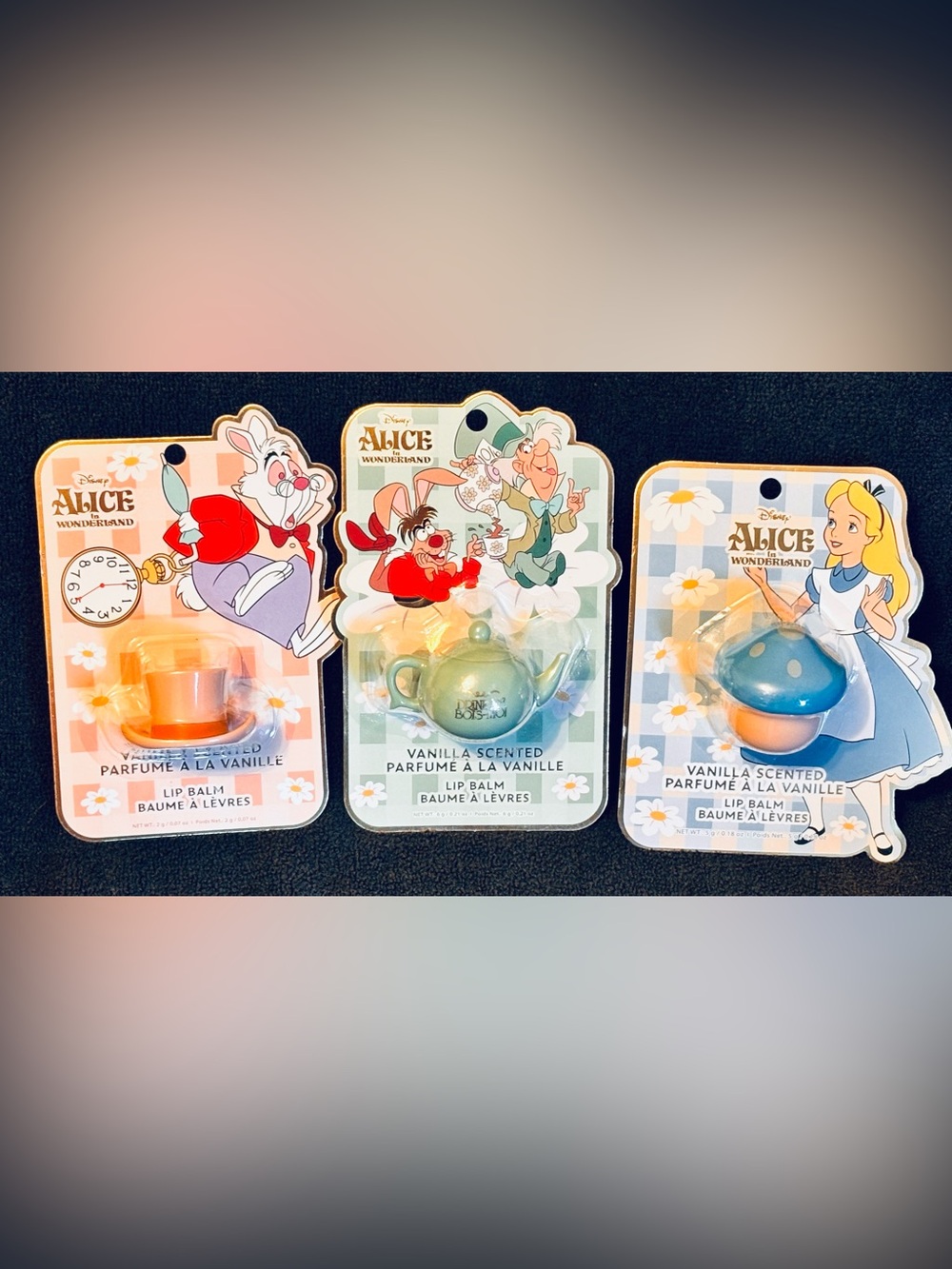 Disney Alice in Wonderland Vanilla Lip Balms - Tea Pot, Mushroom and Top Hat